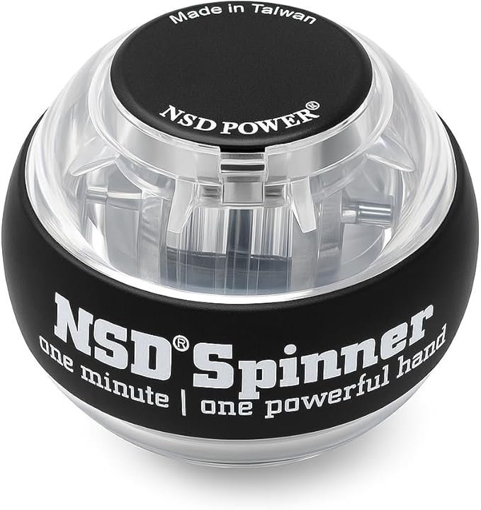 NSD Essential Crystal Spinner Gyro Ball | Grip Strengthener for Forearms, Wrist & Hands | String Start Design, Up to 18,000 RPM | Portable Wrist Trainer & Workout Equipment | Ideal for Desk Workers, Athletes & Musicians