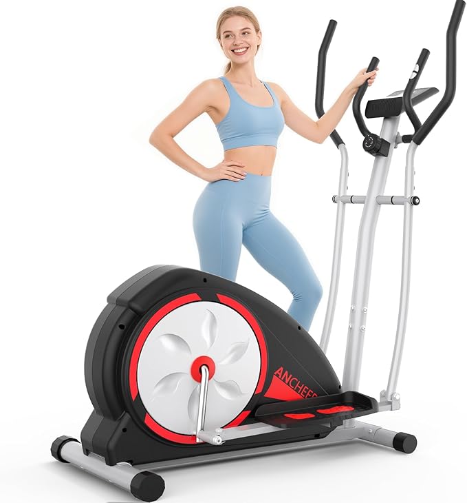 Elliptical Exercise Machine,Ultra-Quiet Drive Elliptical Machine for Home,Ancheer Elliptical Magnetic Resistance,Pulse Sensor Built-in,LCD Monitor,Elliptical Exercise Machine 350lb Weight Capacity