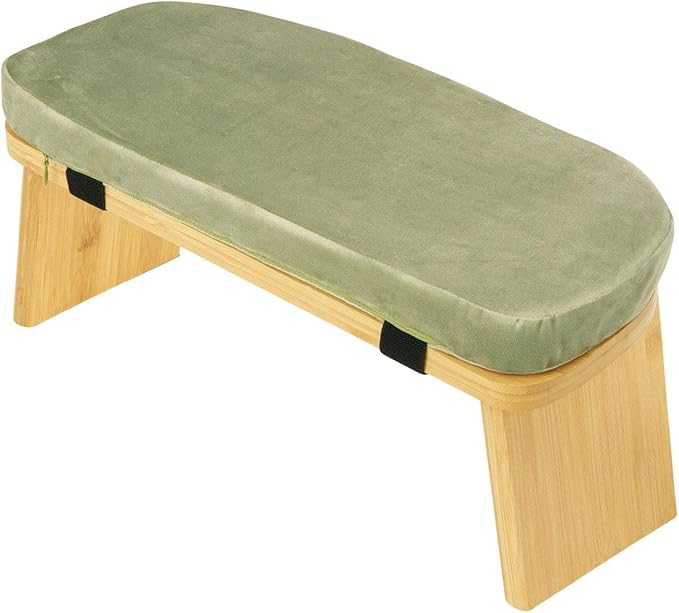 Yoga Meditation Bench Kneeling Stool, Foldable, Wood, with Removable Cushion Ergonomic Prayer Bench Meditation Stool