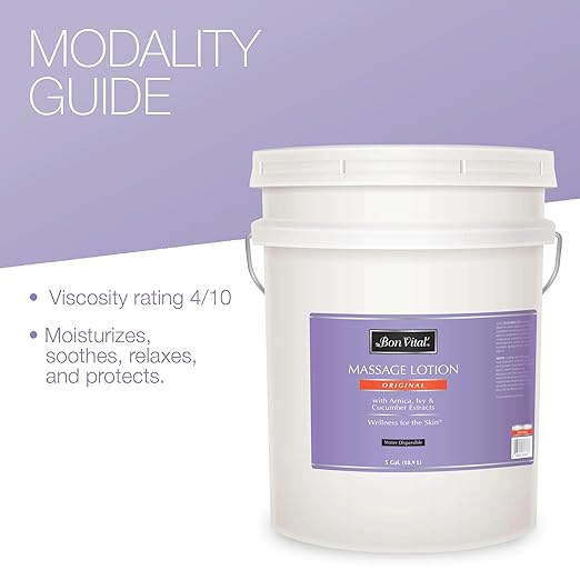 Bon Vital Original Massage Lotion, 5 Gallon Pail – Lightweight, Non-Greasy Formula for Massage Therapy, Moisturizes & Nourishes Dry Skin, Ideal for Clinics, Spas & High-Volume Use