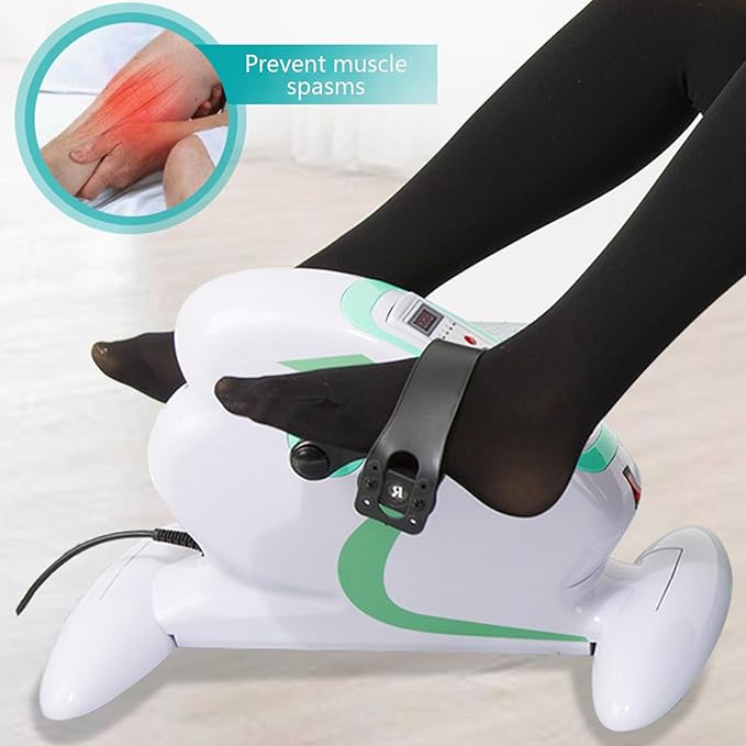Under Desk Bike Pedal Exerciser, Mini Exercise Peddler with LCD Display, 12 Levels Speed Adjustment, Portable Exercise Pedal Bike for Legs and Arms, White
