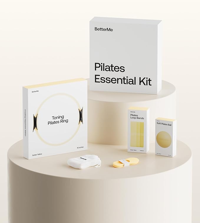 BetterMe Pilates Essential Kit - Pilates Ring, Long Resistance Bands, Pilates Loop Bands, Ball and More - Complete Home Pilates Kit for Women
