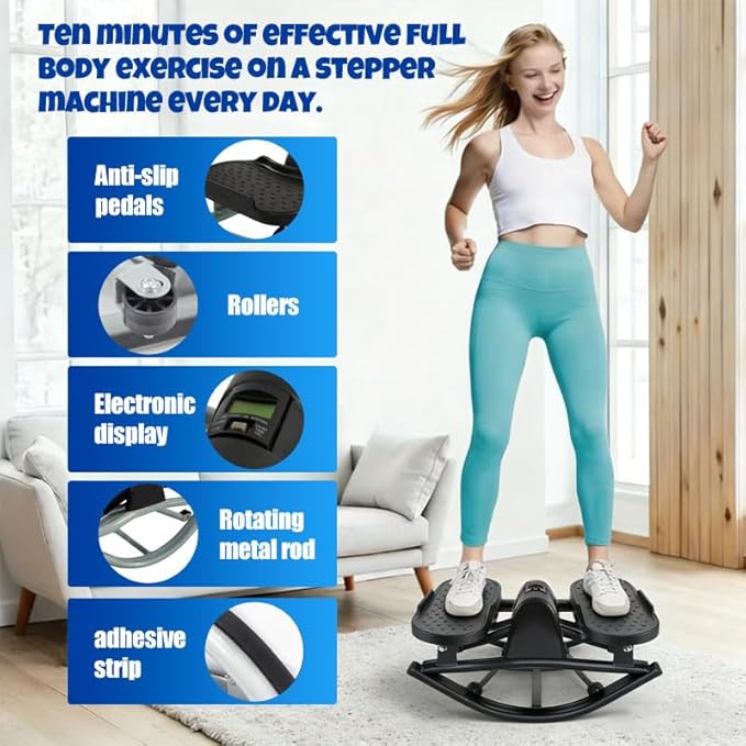 Rock Stepper Side to Side, with Digital Display, Workout Machine for Legs & Glutes,Side Stepper, Mini Stepper for Home, Apartment and Dormitory Use Home Workout The Rock Stepper