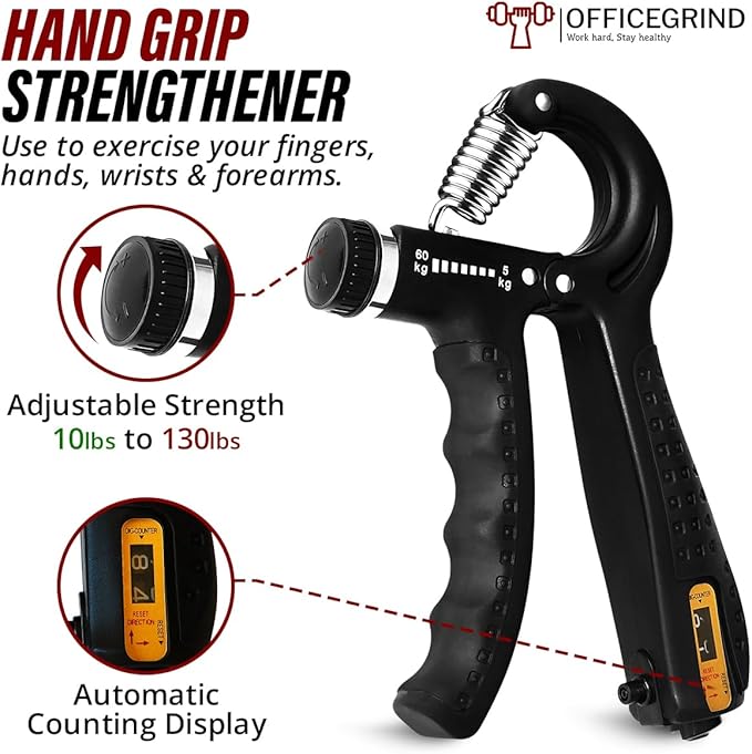 Hand Grip Strengthener Trainer with Adjustable Resistance 10-130lbs (4.5-59kg), Forearm Hand Grip Strength Exerciser for Muscle Building, Injury Recovery, and Therapy Stress Relief