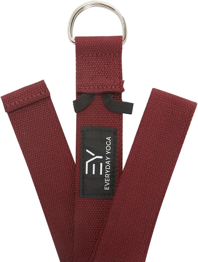 Everyday Yoga Strap with Metal D-Ring - Durable Stretching Strap for Yoga, Pilates, Flexibility & Physical Therapy (6ft, 8ft, 10ft)