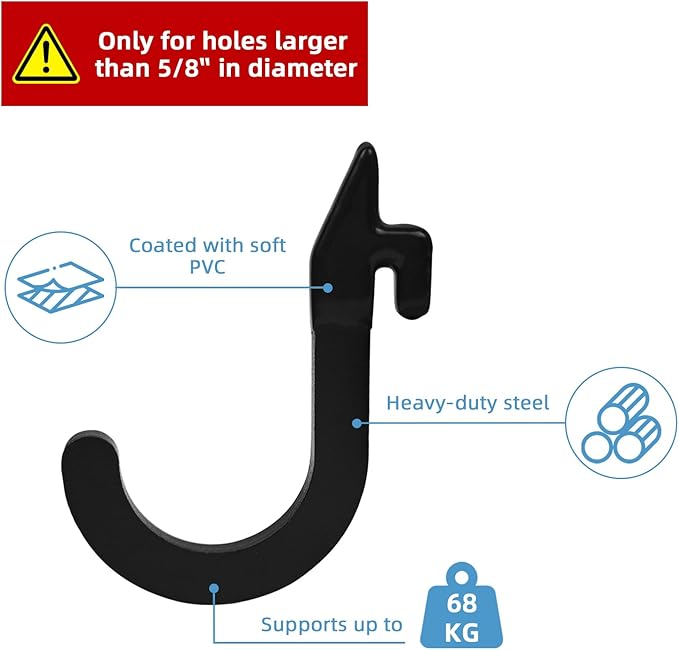 8PSC Power Rack Attachments Hooks,Squat Rack Accessories Hook,DIY Storage Hook for Resistance Bands Barbell Collars and Gym Accessories (4PCS-Black)