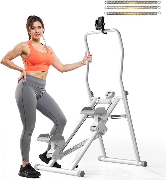 MOMODA Stair Stepper Resistance Adjustable Folding Vertical Climber Machine for Home Gym Full-Body Workout