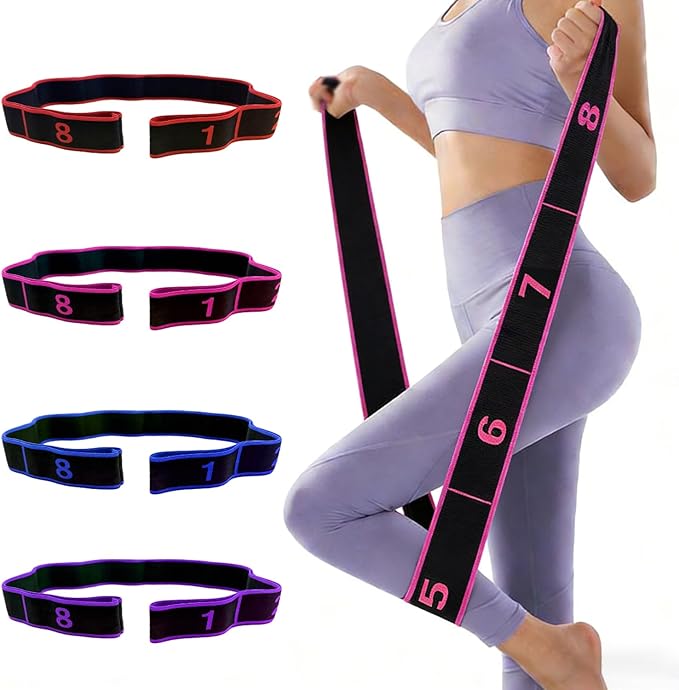 Fitness Resistance Band for Stretching and Yoga, Number Stretch Resistance Band with Clear Markings, 8-Section Elastic Training Bands