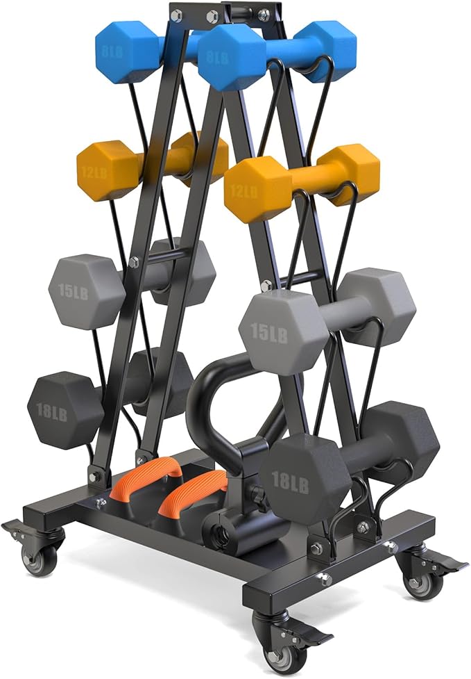 Kipika Heavy Duty 3 Tier Dumbbell Rack Multifunctional, Weight Rack for Dumbbells, Home Gym Equipment, Suitable for Storage of Dumbbell, Kettle Bell, Barbell Plate, Barbell Bar