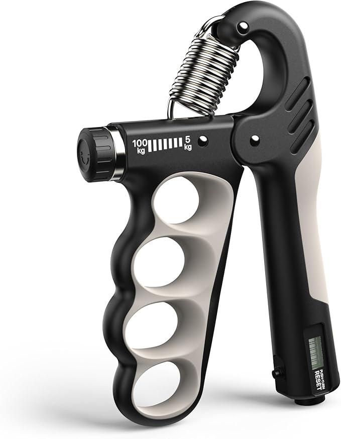 MACYO Grip Strength Trainer with Wider Handles - Adjustable Hand Grip Strengthener 11-220Lbs(5-100KG) for Large Hands, Automatic Counter & Ergonomic Design, Comfortable Forearm Workout for Athletes, Injury Recovery