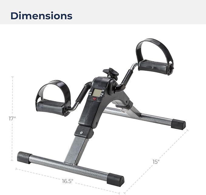 Drive Medical RTL10273 Deluxe Folding Pedal Exerciser with Electronic Display for Legs and Arms, Under Desk Bike Pedal Exerciser, Fully Assembled, No Tools Required, Black