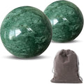 Traditional Chinese Baoding Balls, Marble Health Exercise Stress Relief Balls, Dark Green, 2-Piece Set (Dark Green, Small-1.38")