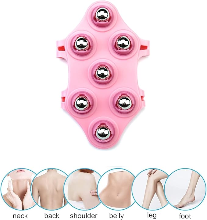Massage Ball Roller, Hand Held Massager, Trigger Point Ball, Back & Foot Massager - Pink