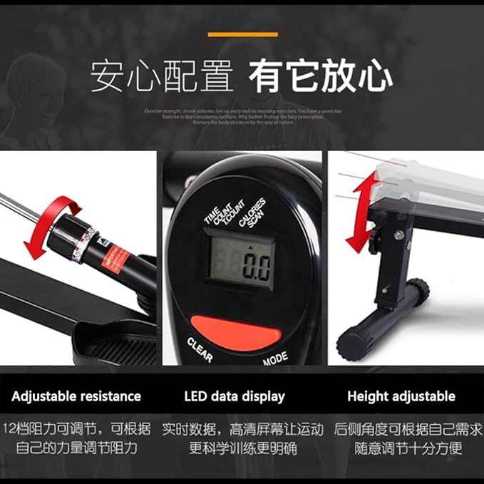 Rowing Machines for Home Use Adjustable Magnetic Resistance Rowing Machine – Foldable and Compact Row Machine Rower with Adjustable Resistance, Hyper-Quiet Rower Machine Supports 300Lbs