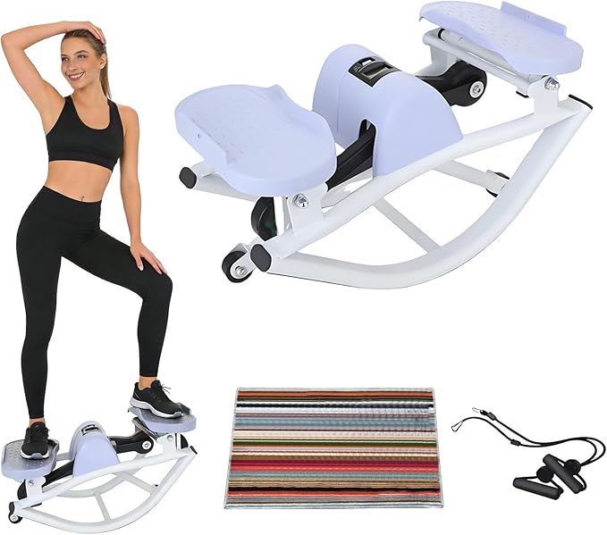 Rock Stepper Side to Side Step Fitness Machines Features A Digital Display, Resistance Bands, and A Floor Mat, Suitable for Home and Office Fitness