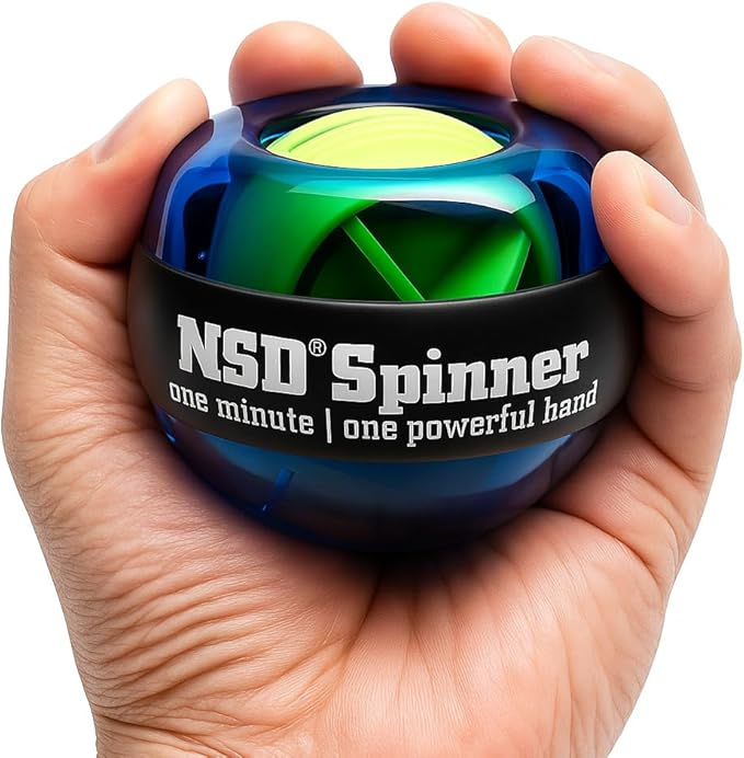 NSD Essential Crystal Spinner Gyro Ball | Grip Strengthener for Forearms, Wrist & Hands | String Start Design, Up to 18,000 RPM | Portable Wrist Trainer & Workout Equipment | Ideal for Desk Workers, Athletes & Musicians