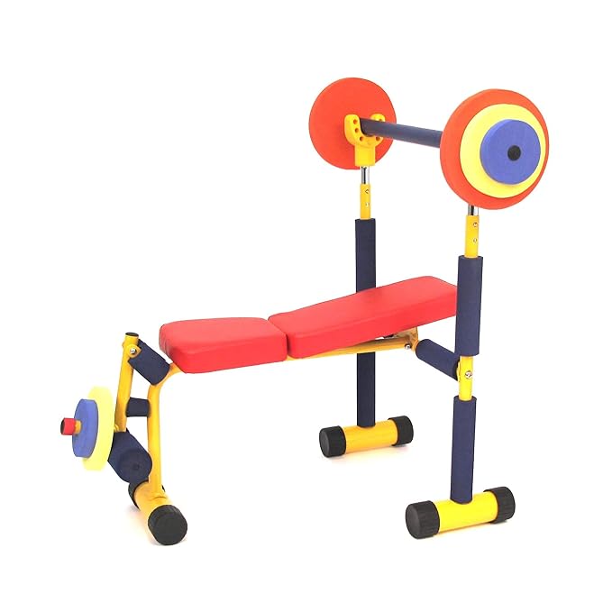Redmon Fun & Fitness for Kids Adjustable Weight Bench Press Set w/ Barbell & Foam Weights