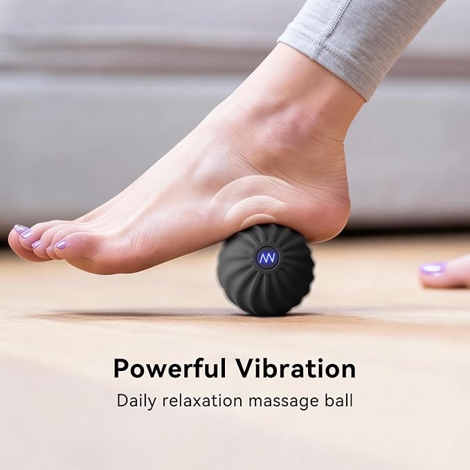 2.4" Mini Electric Vibrating Massage Ball, 10-Speed Fitness Yoga Massage Roller for Palm, Hand, Foot, Leg, Neck, Back, Multi-Directional Massage Ball (Black)
