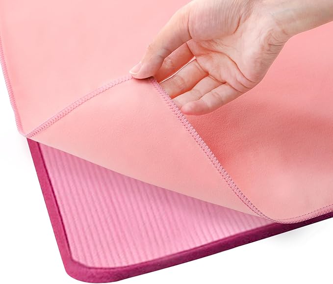2 Pack Hot Yoga Towel, Super-Absorbent Soft Microfiber Yoga Mat Towels, Mat-Sized Non Slip Yoga Towel for Bikram Pilates Fitness, 72" x 26.5", Pink