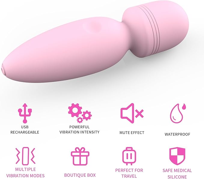 Mini Massager Tools,Small Waterproof Cordless Handheld Massager with 10 Vibration Modes, Personal Handheld Massager for Back(Pink)