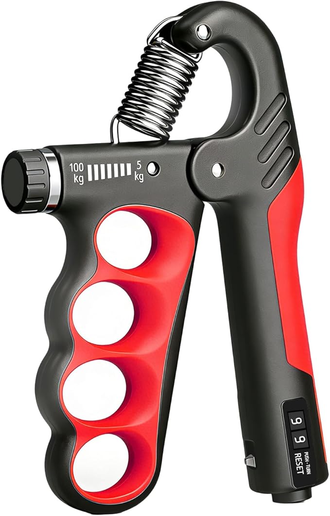 Hand Gripper Strengthener, 11-220LBs Adjustable Resistance Grip Strength Trainer with Counter, Forearm Exerciser for Injury Recovery and Muscle Building