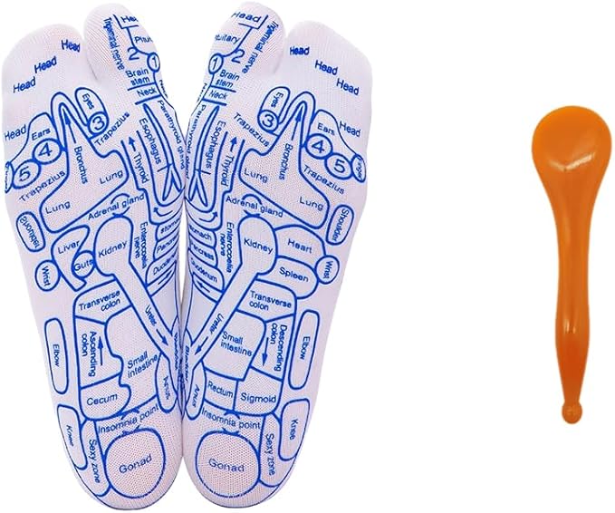 Broman Reflexology Socks with Acupressure Pen with Gua Sha End,Foot Pain Relief Remedy,Men's Size