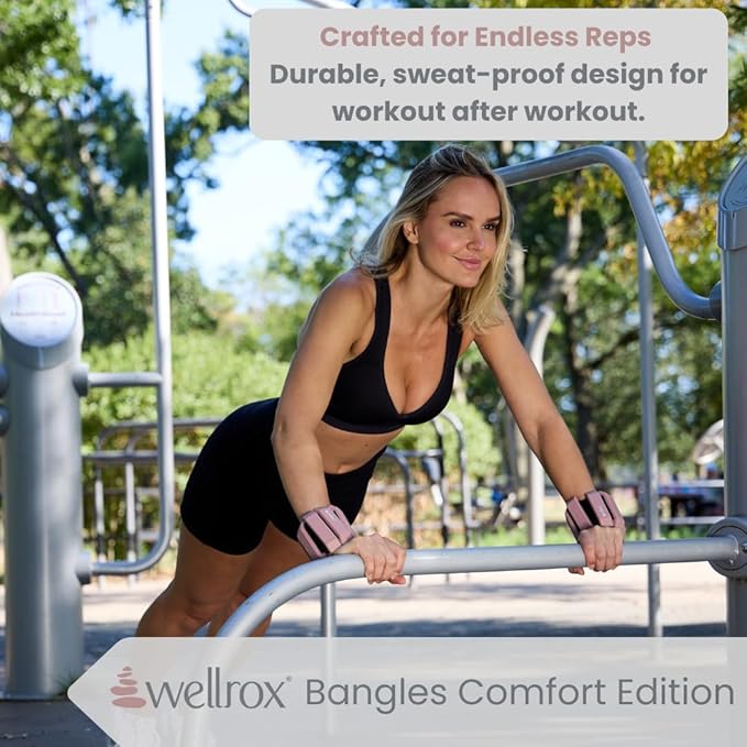 Wellrox Weighted Bangles – Adjustable Ankle and Wrist Weights for Women & Men – Set of Ankle Weights 2 lbs (1 lb Each Wrist Weight) | Weighted Arm Bands for Pilates, Yoga, Running & Walking