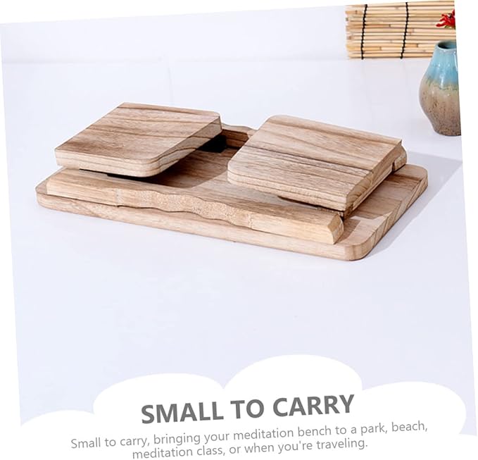 Mikikit Meditation Bench Portable Wooden Kneeling Stool Foldable Zen Stool for Meditation Prayer and Tea Non-Slip Design Lightweight for Home Use
