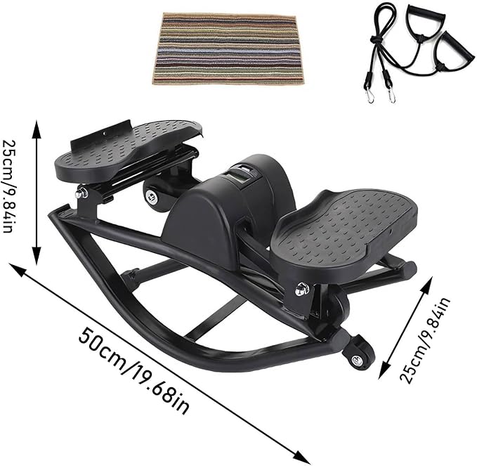 Rock Stepper Machine for Home Exercise, Compact Side to Side Lateral Stepper with Resistance Bands, No Assembly Required, Portable Mini Stepper for Apartment