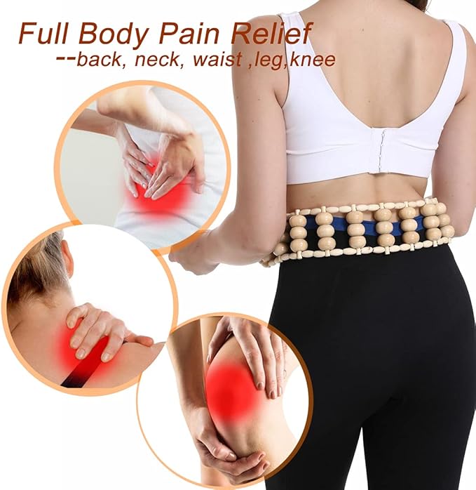 Wooden Therapy Massage Tools for Body Sculpting, Back Massage Roller Rope, Manual Cellulite Massage Maderoterapia Kit for Body Shaping, Neck Leg Muscle Pain Relief