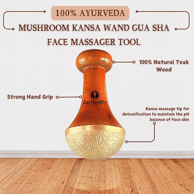 Bronze Kansa Natural Vatki Cup With Wooden Handle Ayurvedic Detox Foot Massager Relaxation For Adults, Men, Women Gifts Plantar Fasciitis Elderly Foot Massage Roller Christmas Useful Gift Ideas