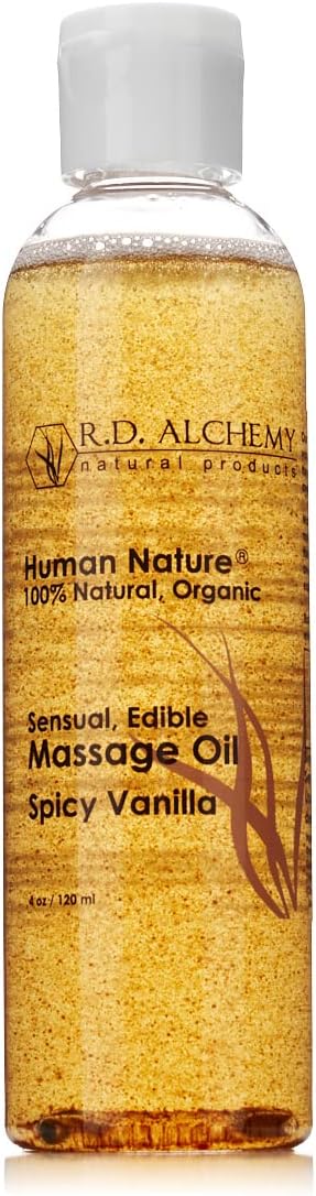RD Alchemy - 100% Natural & Organic Edible Massage Oil - Sweet & Spicy Flavor: Spicy Vanilla - Lightweight, Silky Smooth Massage Oil with Natural Oils for a Soft, Sensual Glide and Mild Taste!