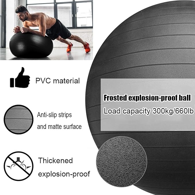 Sports Exercise Ball Chair with Included Hand Air Pump, Balance Ball Chair with Wheels and Back Support, Purple Yoga Ball Chair for Home and Office