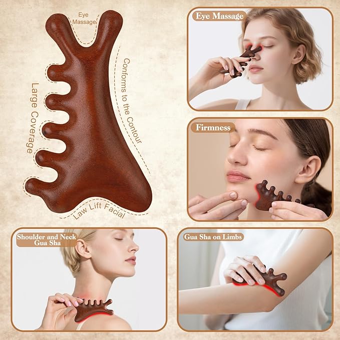 3 Pack Scalp Massager Hair Growth,Wooden Gua Sha Head Massage Tool for Hair Growth, Soothing and Relaxing