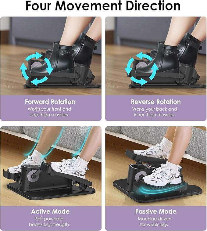 Under Desk Elliptical Machine for Senior Mini Elliptical Leg Exerciser with Remote Quiet Portable Electric Seated Foot Pedal Exerciser for Home Office