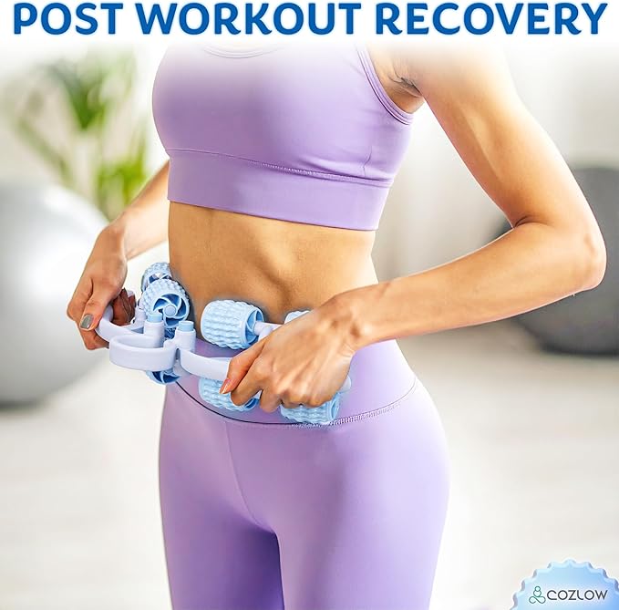 COZLOW Leg Massage Roller - Adjustable Arm Belly Massager Roller Stick to Reduce Cellulite Appearance - Deep Tissue Myofascial Release Tool - Lymphatic Drainage Massaging Tool