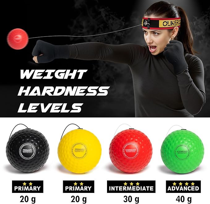 Boxing Reflex Ball for Adults and Kids, 4 Levels Boxing Ball with Adjustable Headbands, Perfect for Reaction, Agility, Punching Speed, Fight Skill and Hand Eye Coordination Training