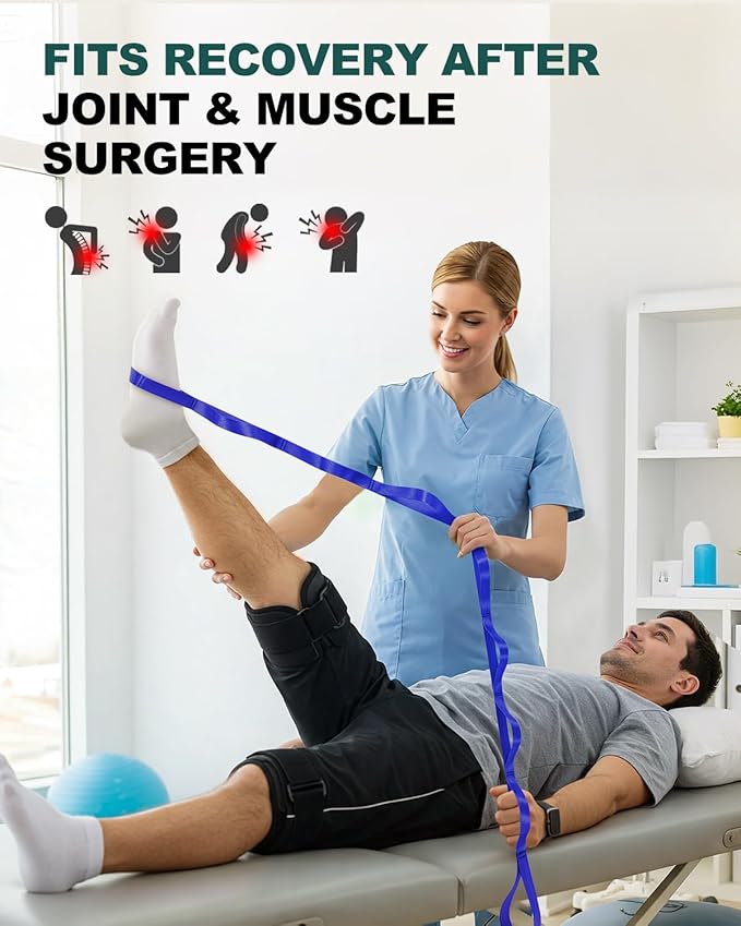 Trideer Stretching Strap for Physical Therapy & Home Rehab, Non-Elastic Yoga Stretch Strap with Loops for Mobility, Yoga & Pilates Stretching