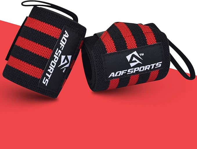 AQF Wrist Wraps for Weightlifting - USPA & IPL Approved 18" Gym Wrist Support with Thumb Loop - Heavy Duty Lifting Wrist Straps for Fitness, Workout, Powerlifting, & Bodybuilding (Pair)