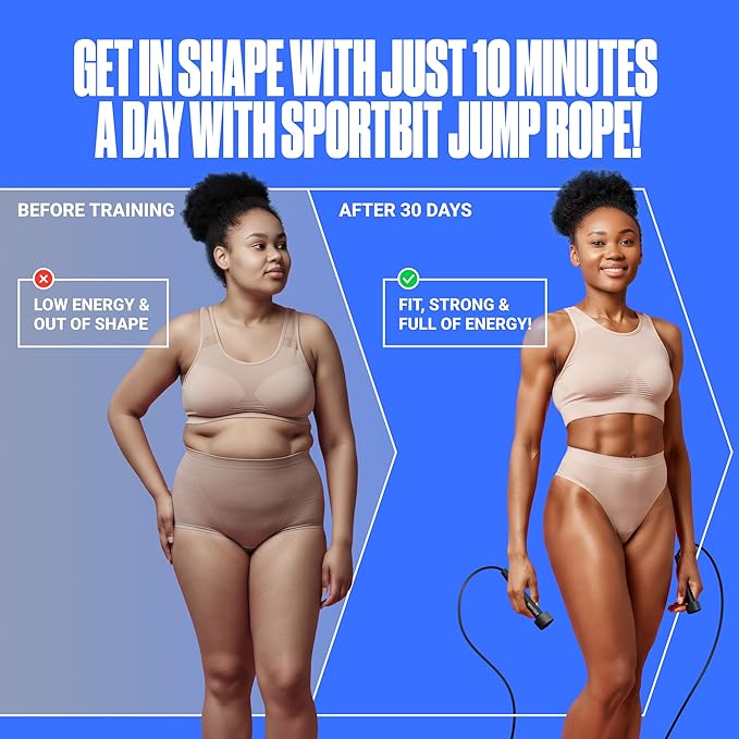 SPORTBIT Adjustable Jump Rope for Fitness and Exercise – Skipping Rope for Cardio, Boxing, and Weight Loss – Speed Rope perfect for Men & Women