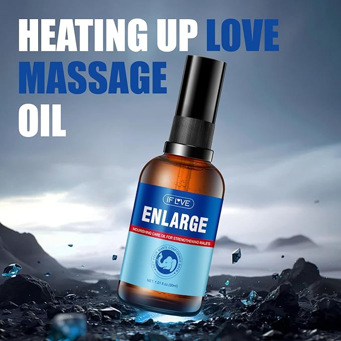 Men's Enlargement Massage Oil - Intimate Areas Revitalising Oil for Male Wellness - 1.01 Fl Oz Per Bottle