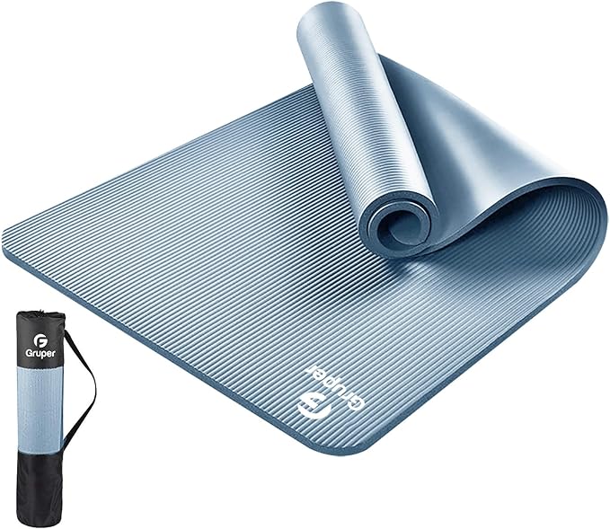 Gruper Yoga Mat Non Slip NBR Extra Thick Yoga Mat, 72"L x 32"/24"W x 0.6"/0.4"TH (185cm x 80cm/61cm x 15mm/10mm), Anti-Tear Exercise Mat with Carrying Strap and Bag, Workout Mats for Yoga, Pilates