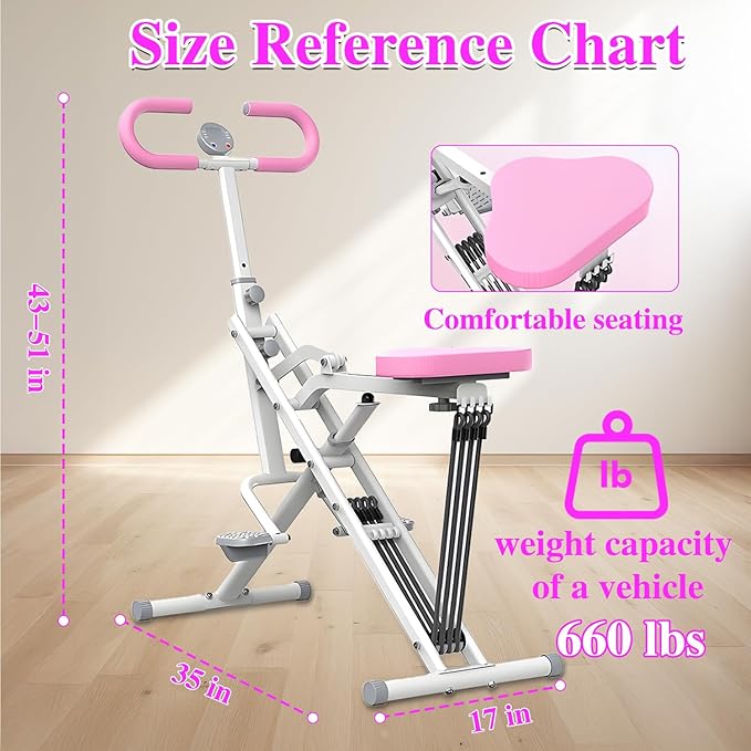 Squat Machine for Home Gym, 2 in 1 Squat Rowing Machine with Adjustable 4 Resistance Bands, Foldable Core Exercise Machine, Arm Glute & Leg Cardio Workout Machine