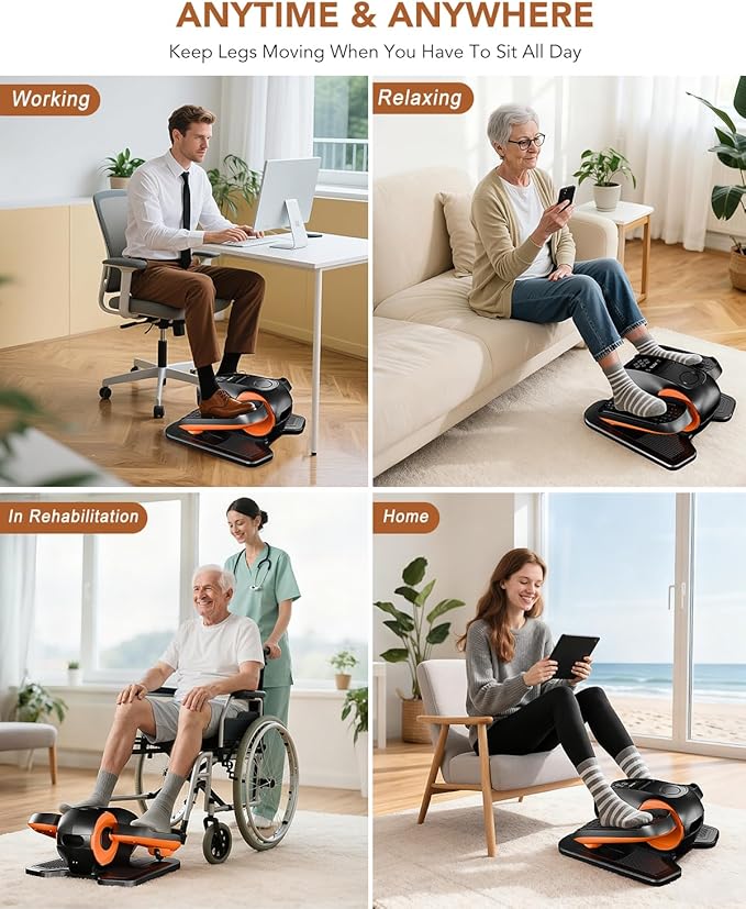 Under Desk Oval Exercise Machine Electric Oval Leg Exerciser Seen on TV 12 Speed Foot Exerciser for Seniors Portable Mini Seat Pedal Exerciser for Home Office