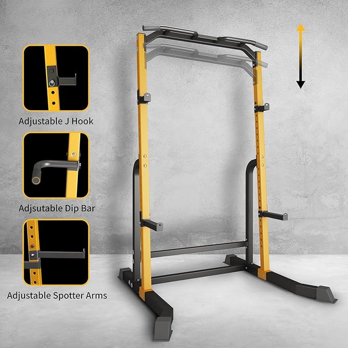 ZENOVA Pull Up Bar Dip Bar Squat Rack Workout Dip Station Height Adjustable Free Standing Chin Up Bar