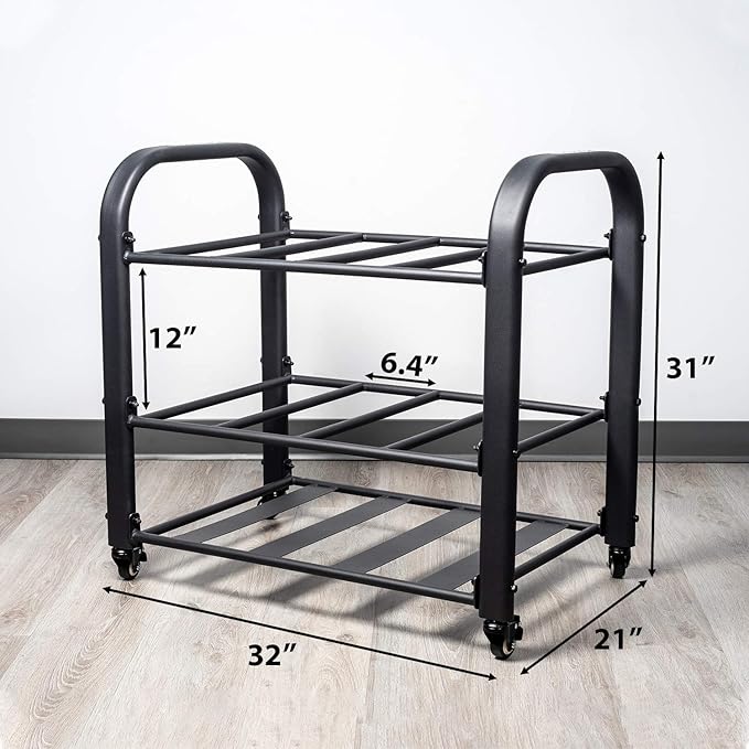Synergee Yoga Mat Storage Rack – Storage Cart for Yoga Mats, Foam Rollers & Mobility Equipment. Perfect for Yoga Studio or Commercial Gym.