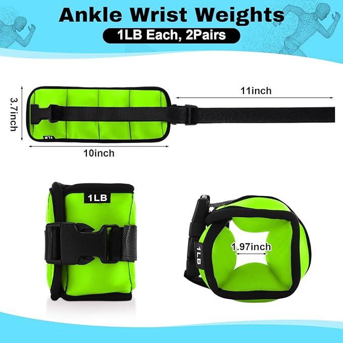 2 Pairs Ankle Wrist Weights for Land or Aquatic Exercise Aqua Cuffs Aqua Aerobics Fitness Bands for Ankle and Wrist Adjustable Weights for Swimming Pool Workout Equipment