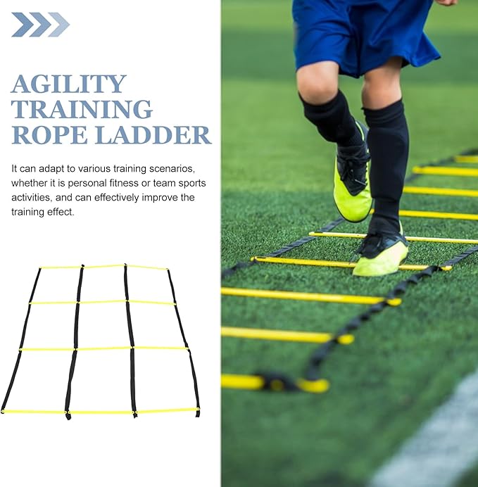 Kisangel Football Ladder: Nine-Square Agility Ladder for Soccer Training - Athletic Speed Training Tool for Footwork - Football Agility and Fitness Workouts Supply