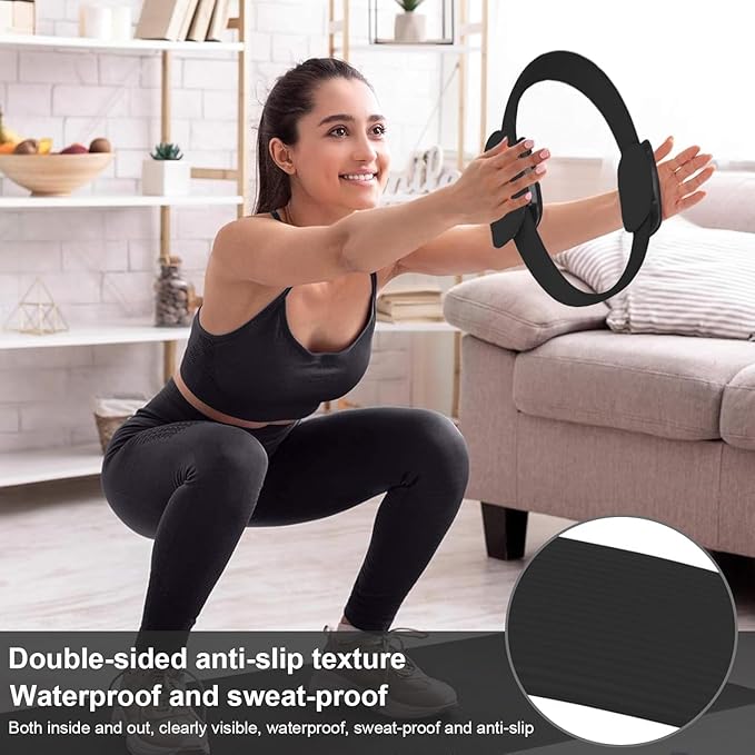 Pilates Ring Fitness Circle 14.96" Yoga Rings Magic Circle with Dual Padded Handles for Toning Arms, Thighs/Legs & Core