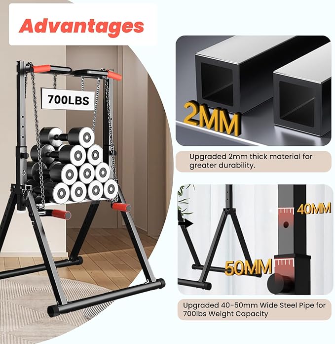 DOBESTS Power Tower Pull Up Bar Free Standing, Adjustable Foldable Pull Up Station, Home Gym Strength Training Equipment 700LBS